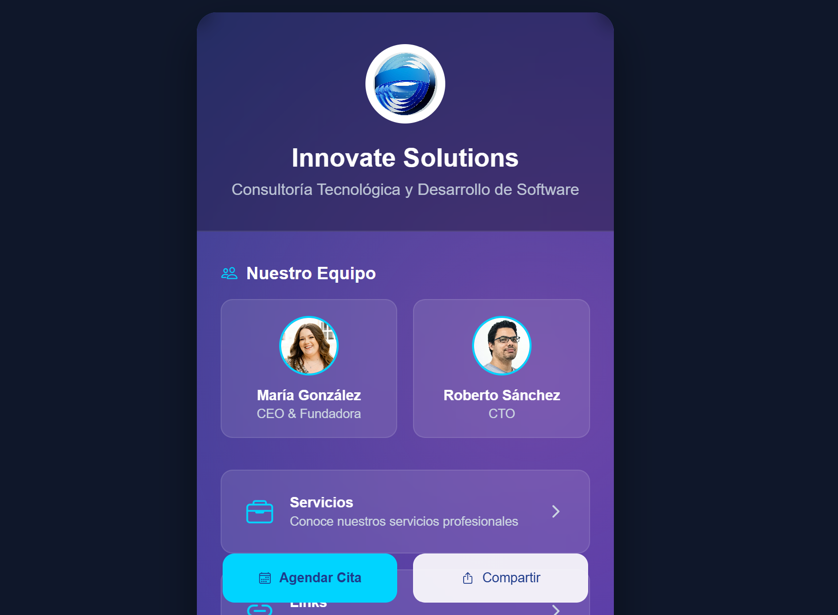 Ejemplo de tarjeta digital